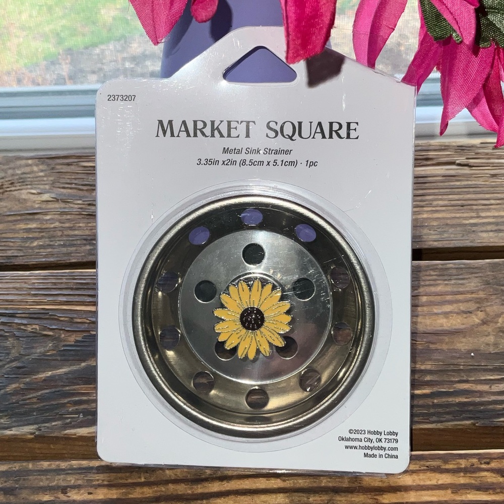 Metal Sink Strainer with Sunflower Design - New
